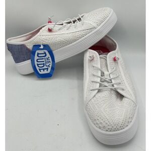 Hey Dude Cody Crafted Mix Eyelet White Slip On Comfort Shoes Women's‎ 12 NWT
